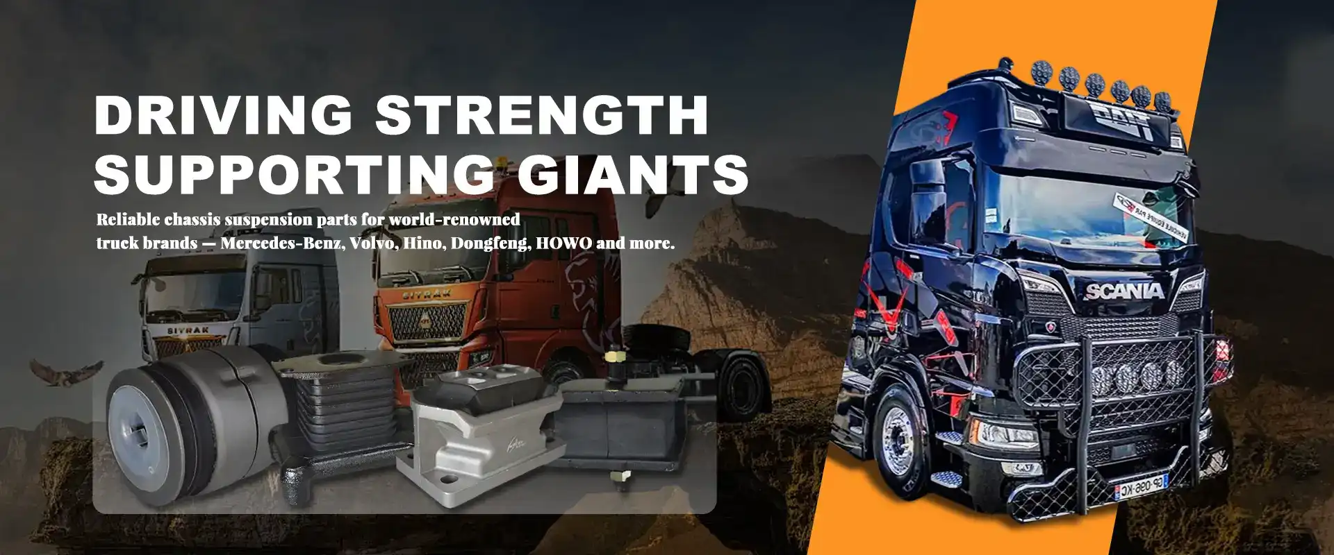 Chassis suspension parts for Mercedes, Volvo, Hino, Dongfeng and HOWO trucks